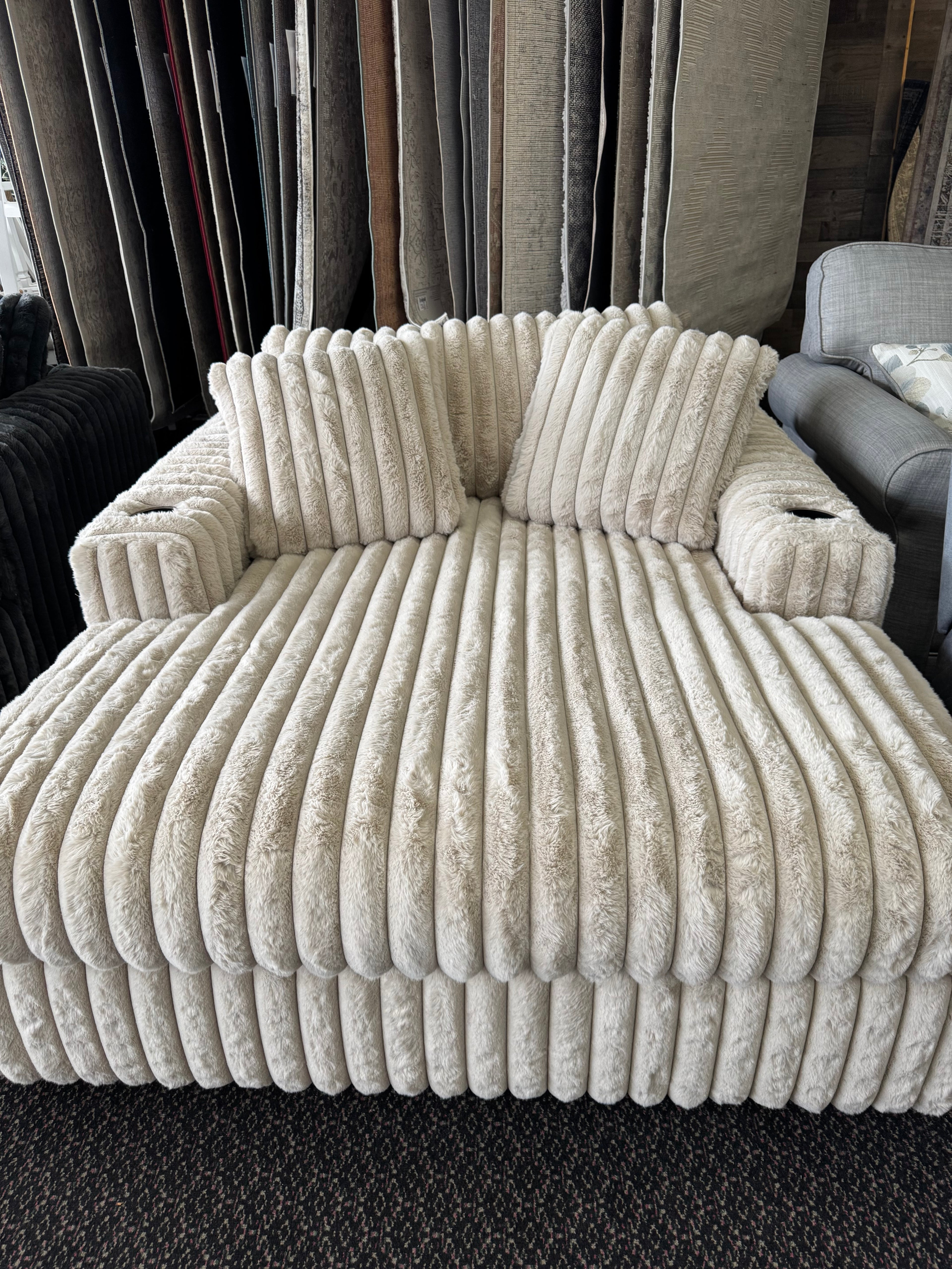 Extra Soft Teddy Bear Champagne Theater Chaise Sofa