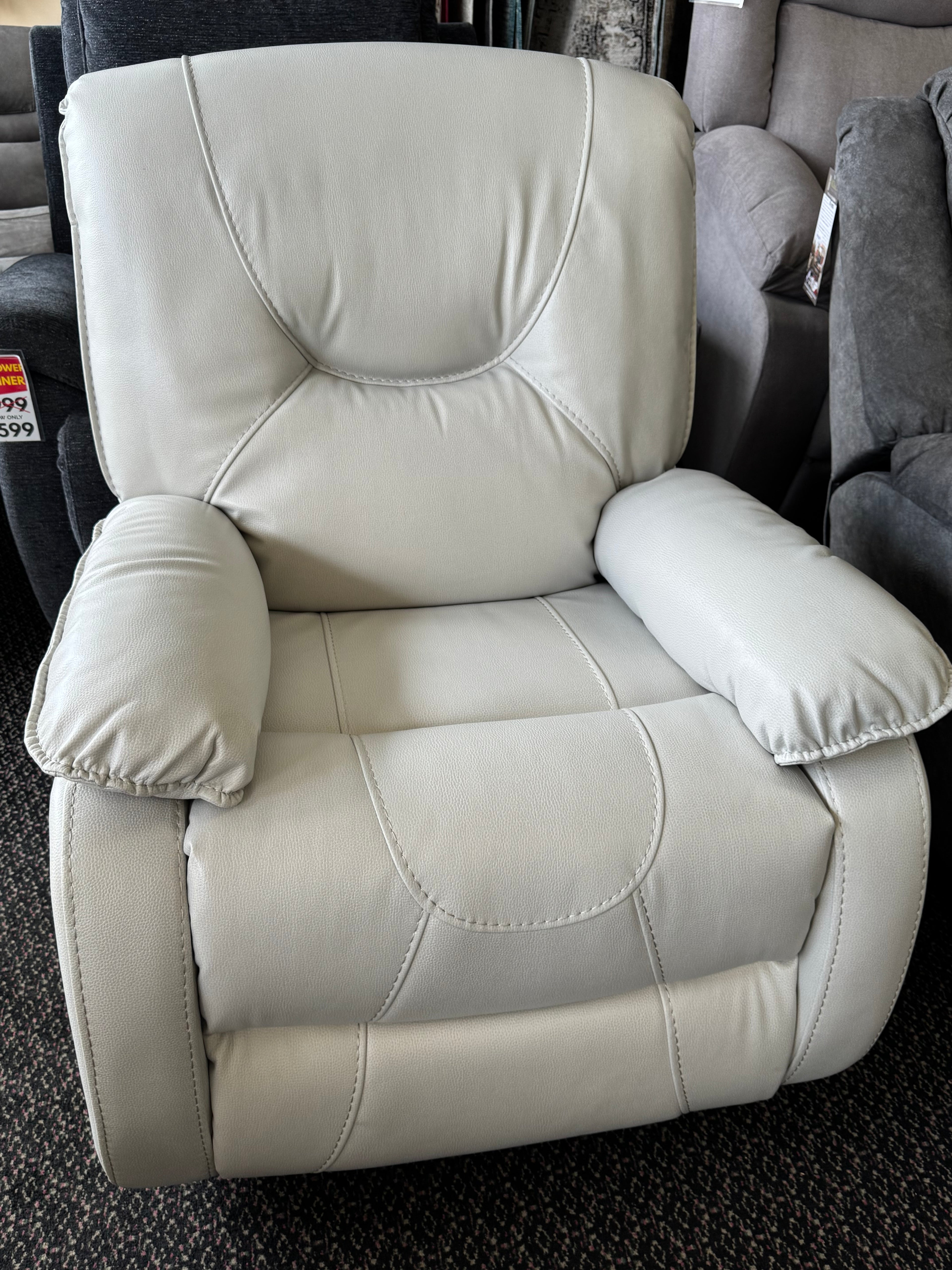 Power Electric Reclining Light Beige Space Saving Recliner