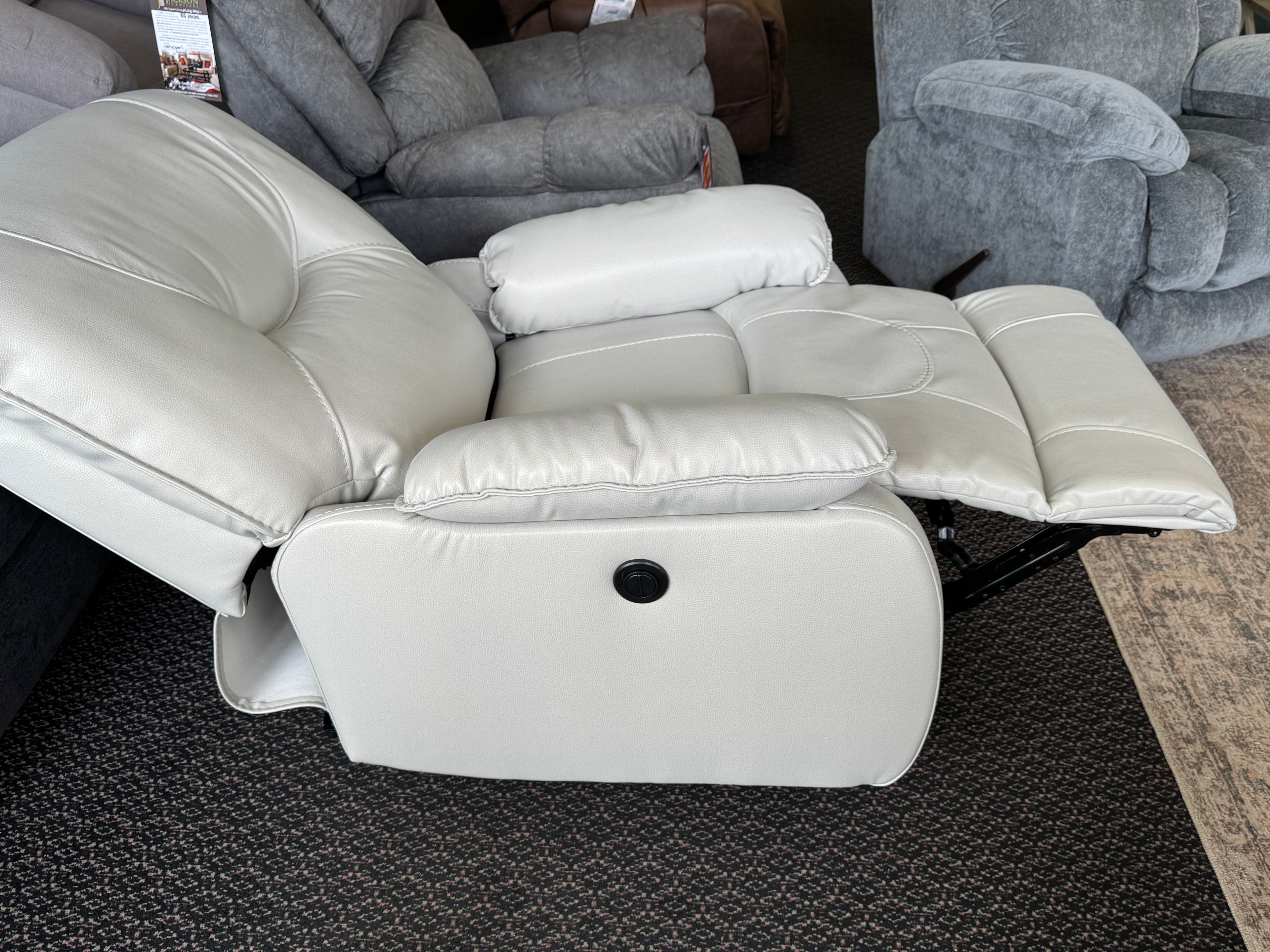 Power Electric Reclining Light Beige Space Saving Recliner