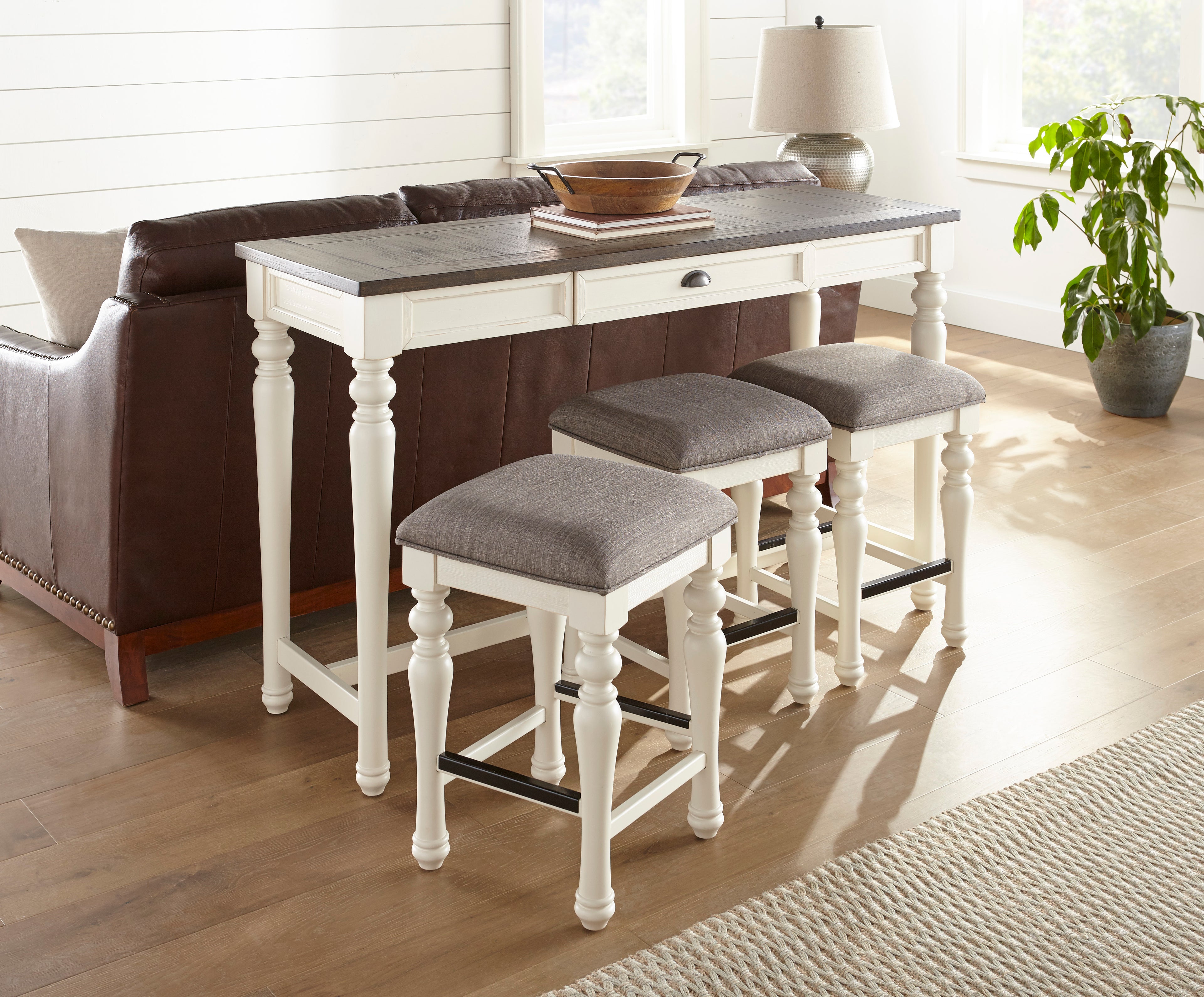 Joanna 4 pc. Ivory and Mocha Farmhouse Sofa Bar Set