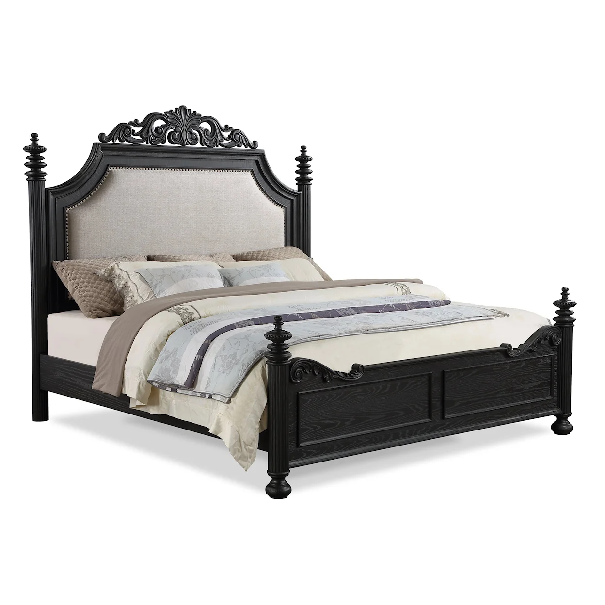 Kingsbury Black Traditional King Size Bedroom Set