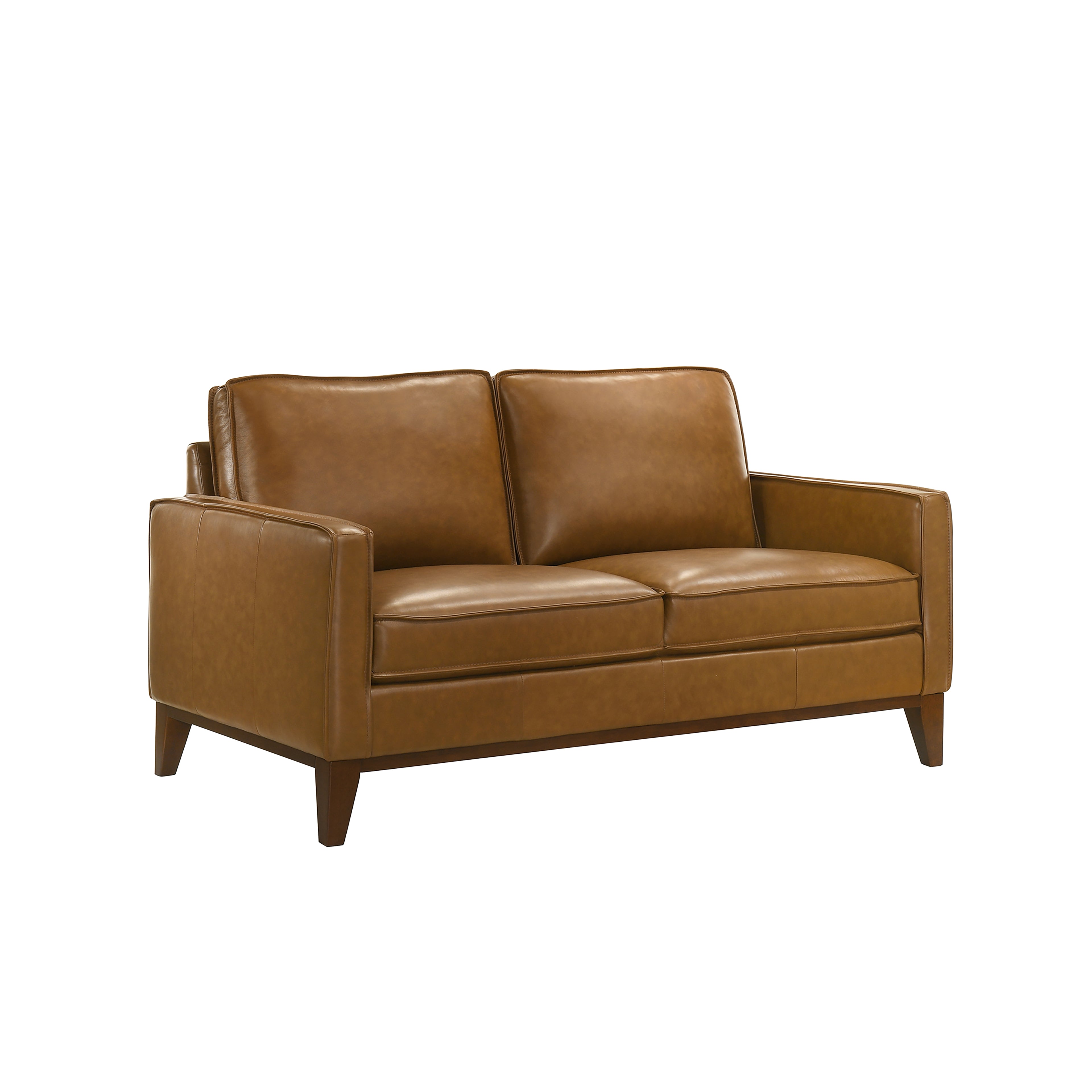 Caspar Caramel Top Grain Leather Sofa and Loveseat