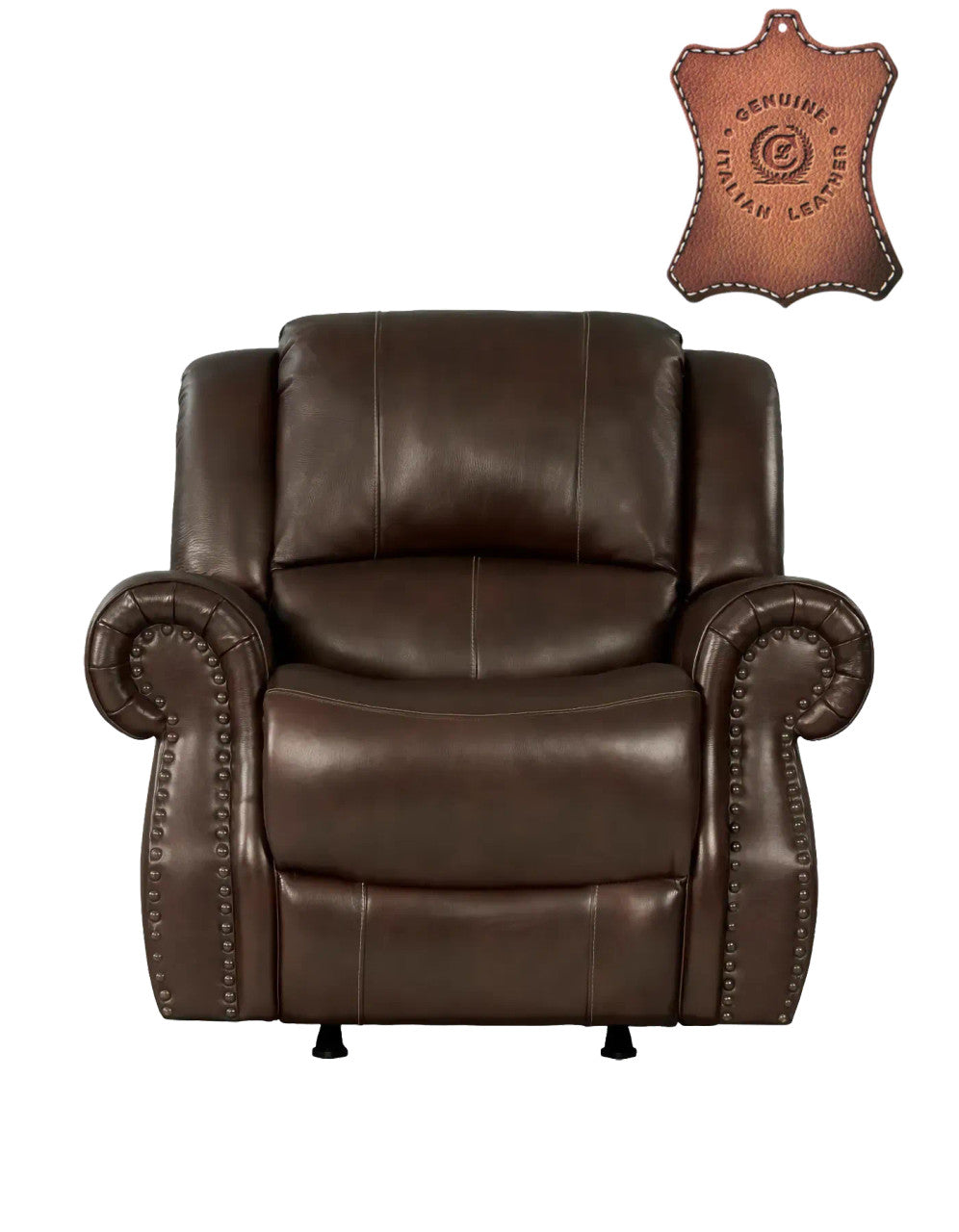 Italian Leather Ranger Chocolate Reclining Sofa and Console Reclining Loveseat