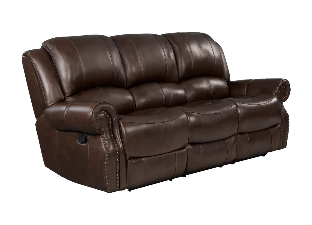 Italian Leather Ranger Chocolate Reclining Sofa and Console Reclining Loveseat