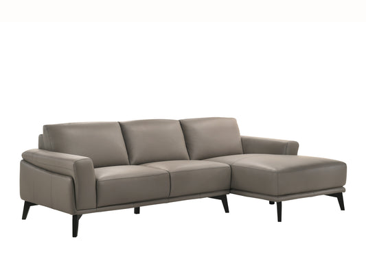 Lucas Slate Leather Right Chaise Sectional