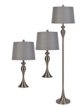 Brushed Steel Pack of 3 Accent and Floor Lamps