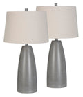 Brushed Linen Gray Pack of 2 Accent Lamps