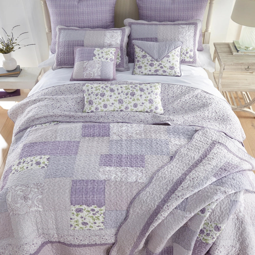 Lavender Rose 6 Pc. Cotton Quilted King Size Bedding Collection