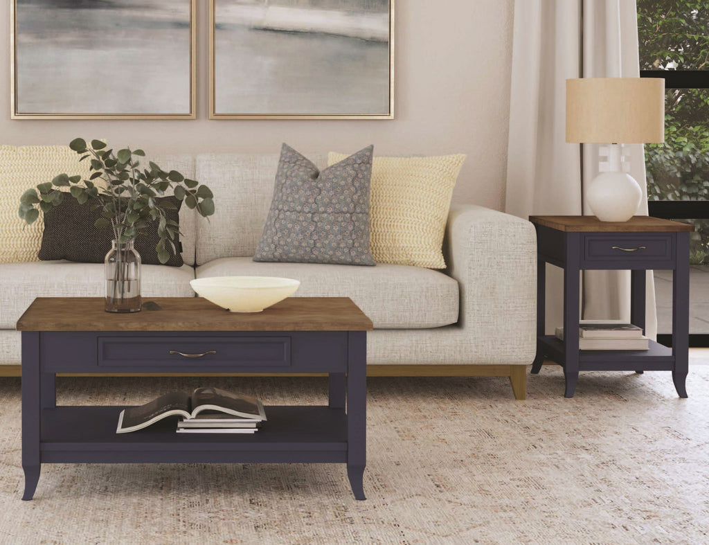 Mystic Two Tone Navy and Almond Brown USB Coffee Table Set