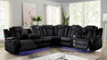 Orion Black Wireless Charger Theater Light Reclining Sectional
