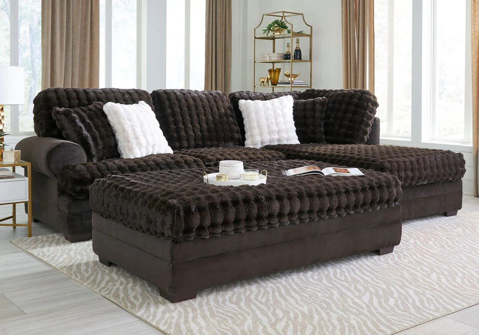 Espresso Brown Egg Carton Super Soft Chaise Sectional