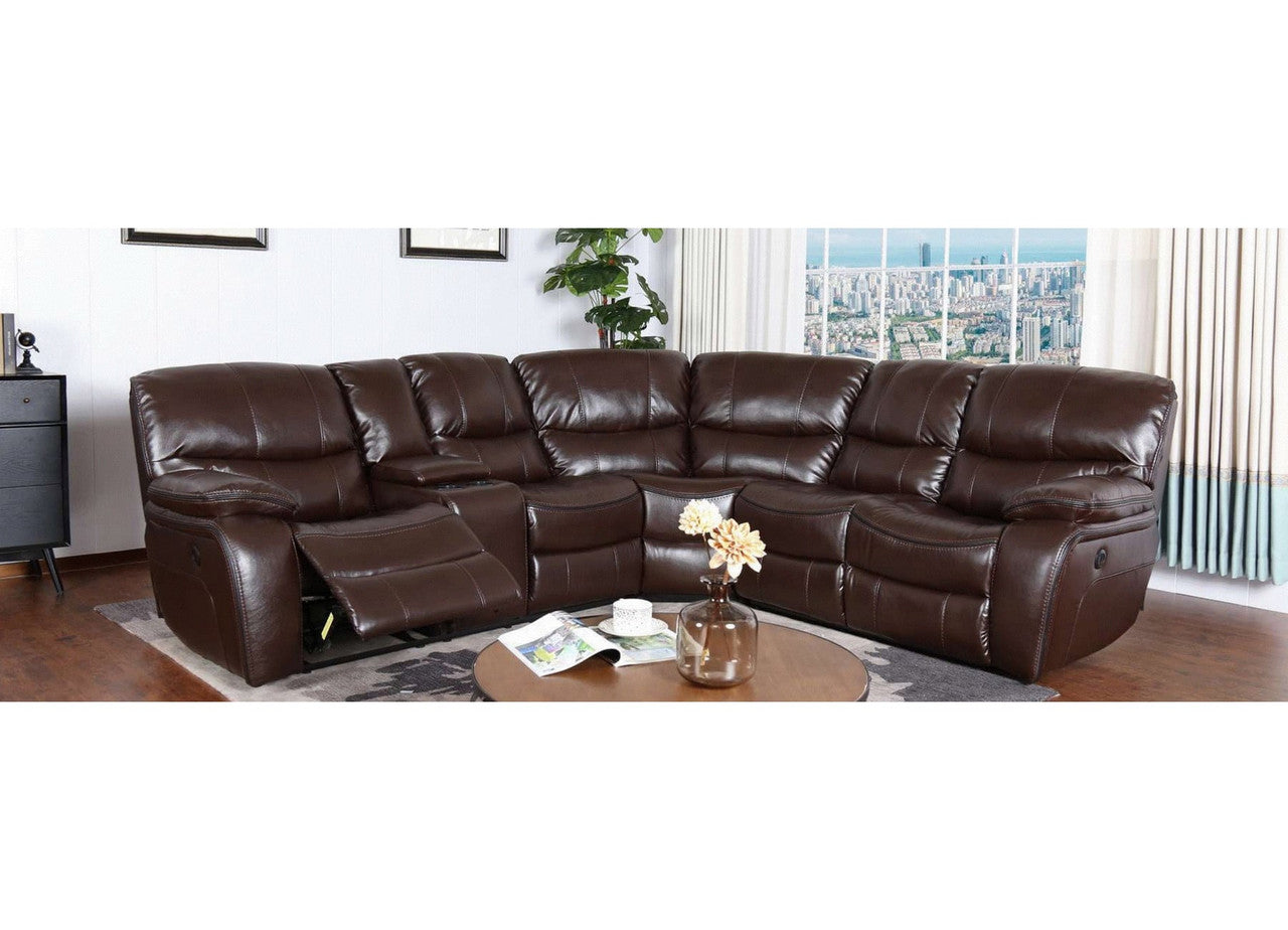 Walnut Brown 6 Pc. Console Storage Reclining Sectional