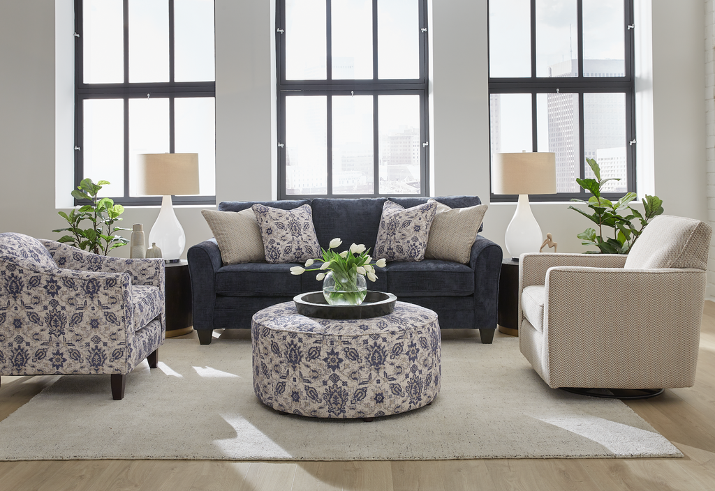Andover Navy Sofa and Loveseat