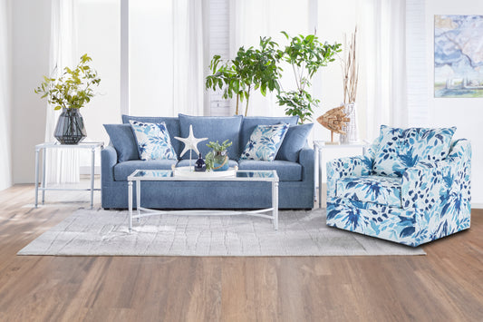 Blue Palms Sofa and Swivel Accent Chair