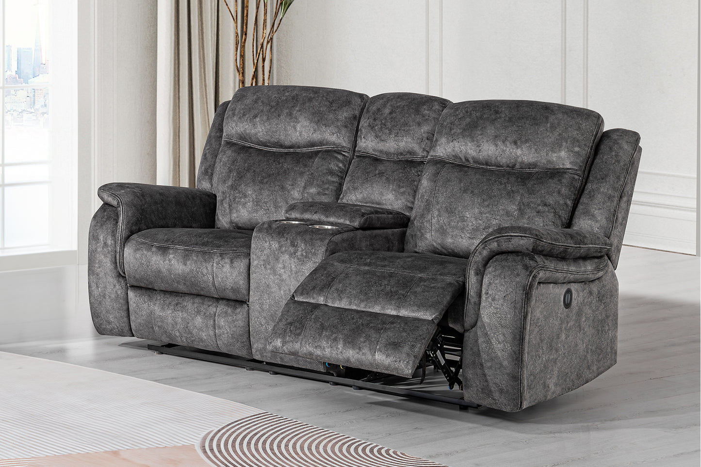 Park City Charcoal Gray Power Reclining Sofa and Loveseat