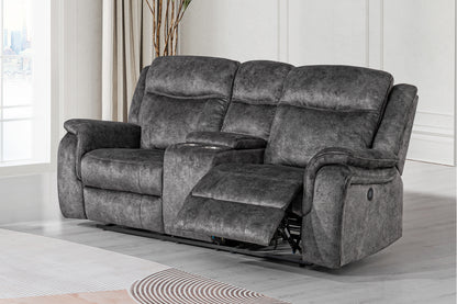 Park City Charcoal Gray Power Reclining Sofa and Loveseat