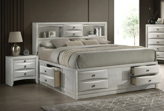 Emily Captain Neutral White King Bedroom Set