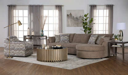 Toffe  Brown Rounded Chaise Sectional