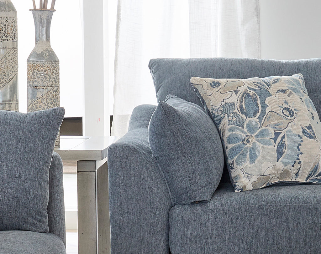 Dexter Flint Gray Blue Sofa and Loveseat