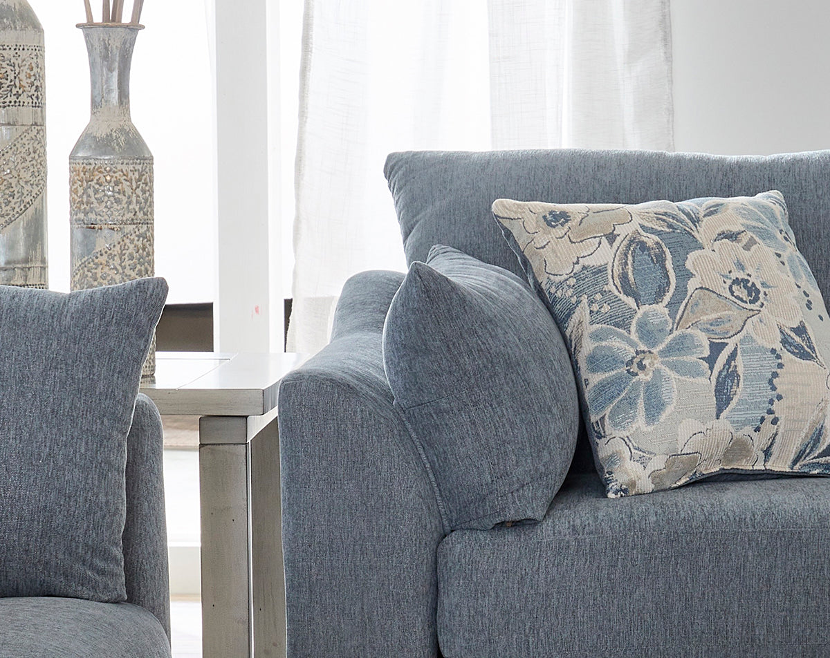 Dexter Flint Gray Blue Sofa and Loveseat