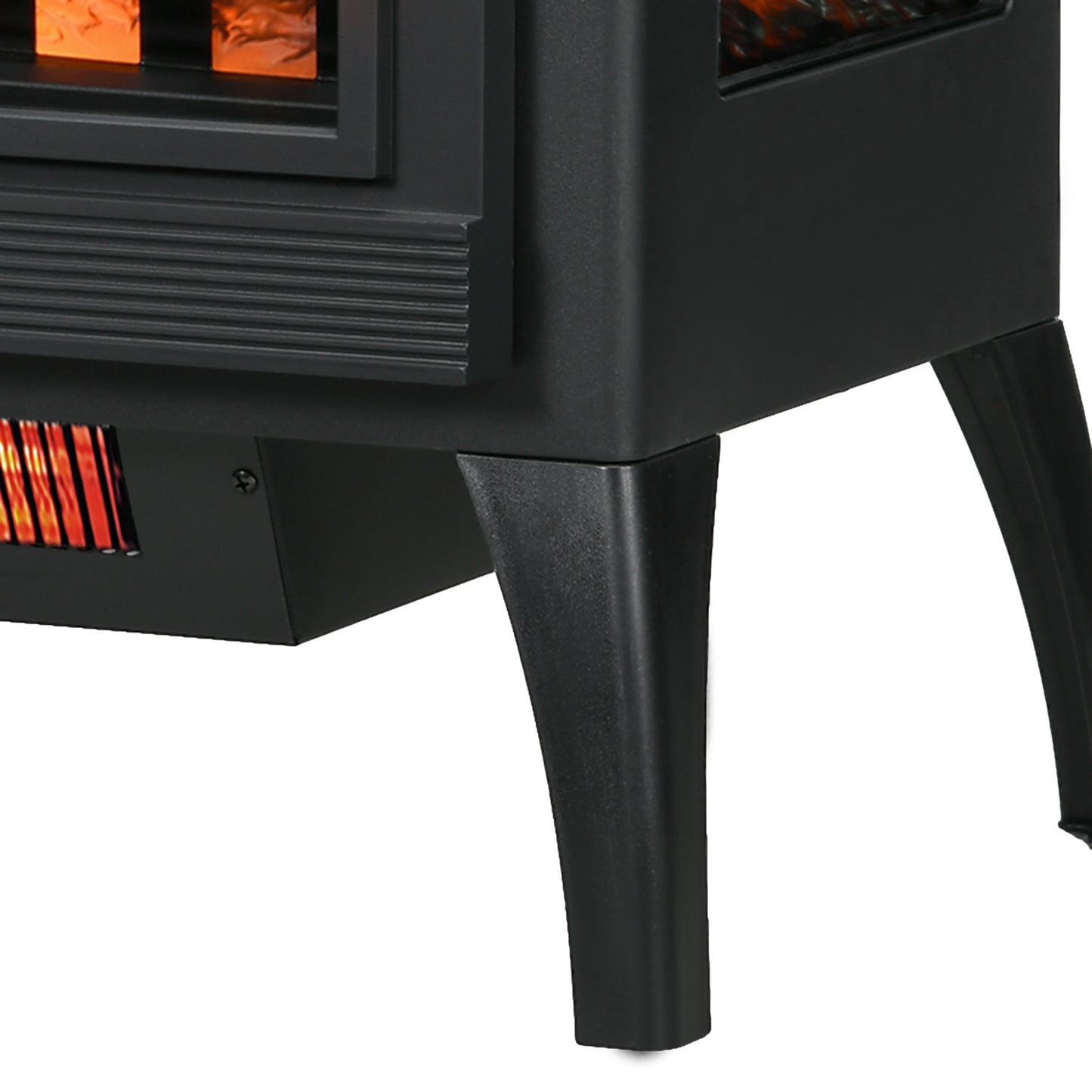 24" Electric Fireplace Stove, Freestanding Infrared Fire Place Heater with Realistic Logs Flame, Adjustable Temperature, Overheat Protection, 1000W/1500W, Black