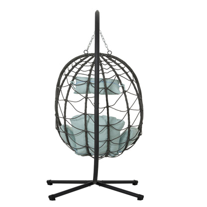 Egg Chair with Stand Indoor Outdoor Swing Chair Patio Wicker Hanging Egg Chair Hanging Basket Chair with Stand for Bedroom Living Room Balcony