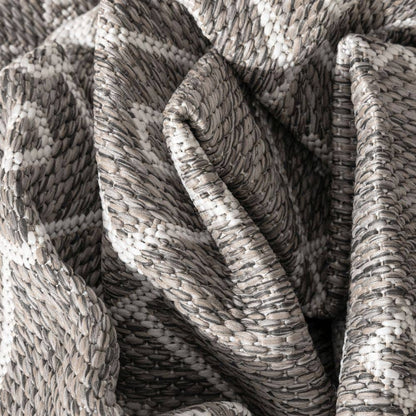 Nord Moroccan Tribal Indoor Outdoor Light Grey Flatweave Rug: 5'3" x 7'3"