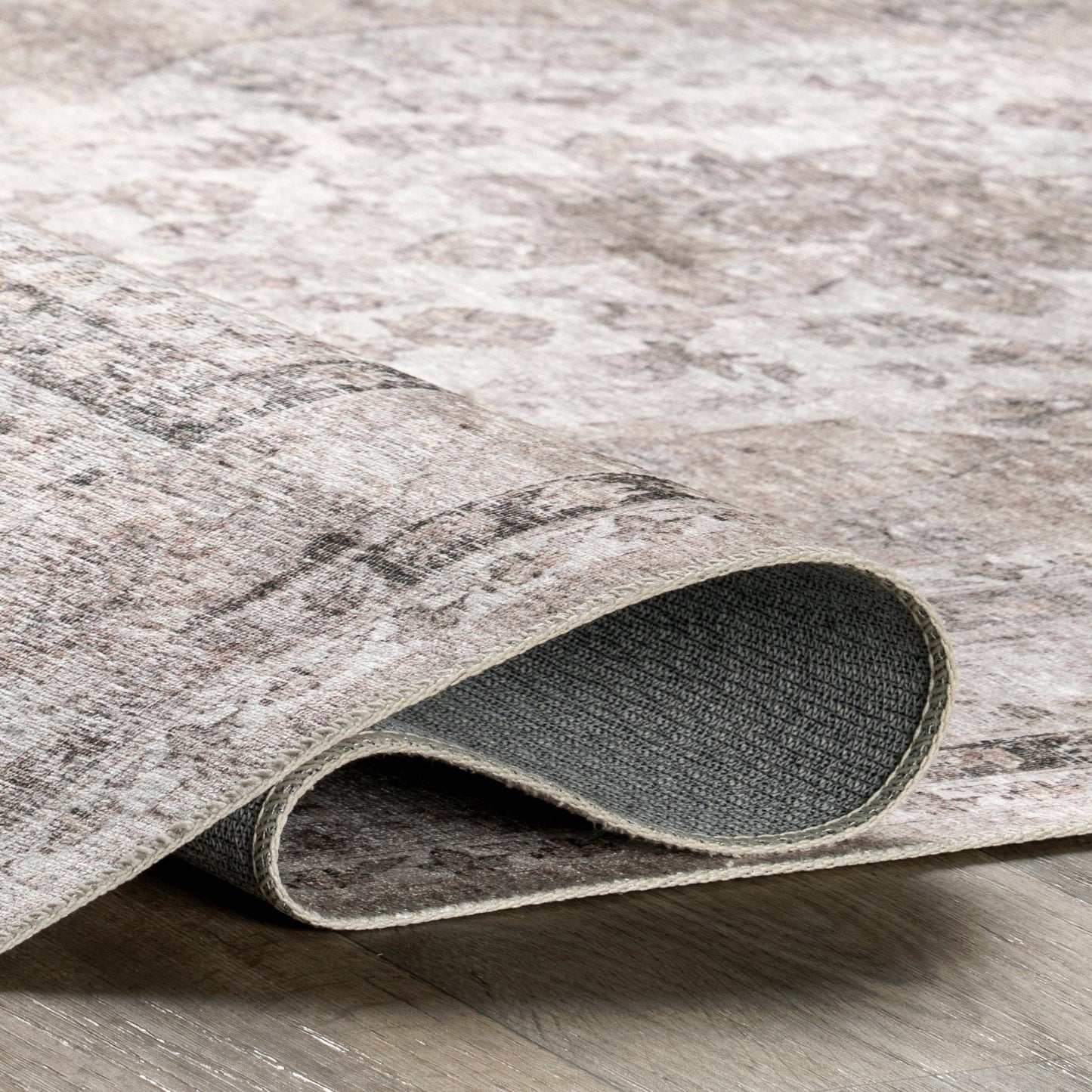 Davi Faded Stain-Resistant Machine Washable Area Rug: Taupe / Rectangle / 5' x 8'