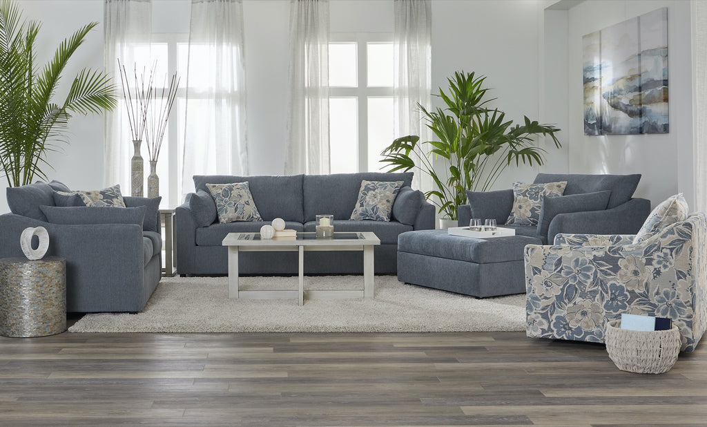 Dexter Flint Gray Blue Sofa and Loveseat