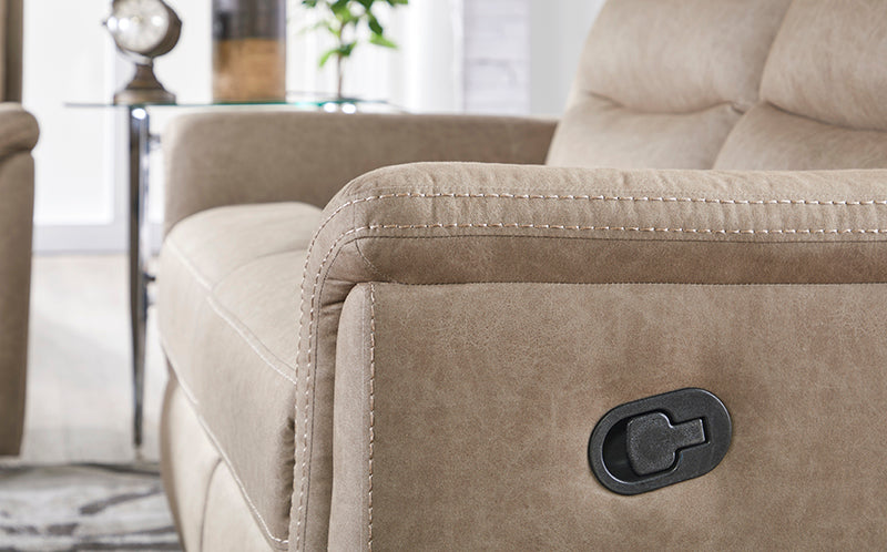 Mushroom Reclining Sofa and Reclining Loveseat