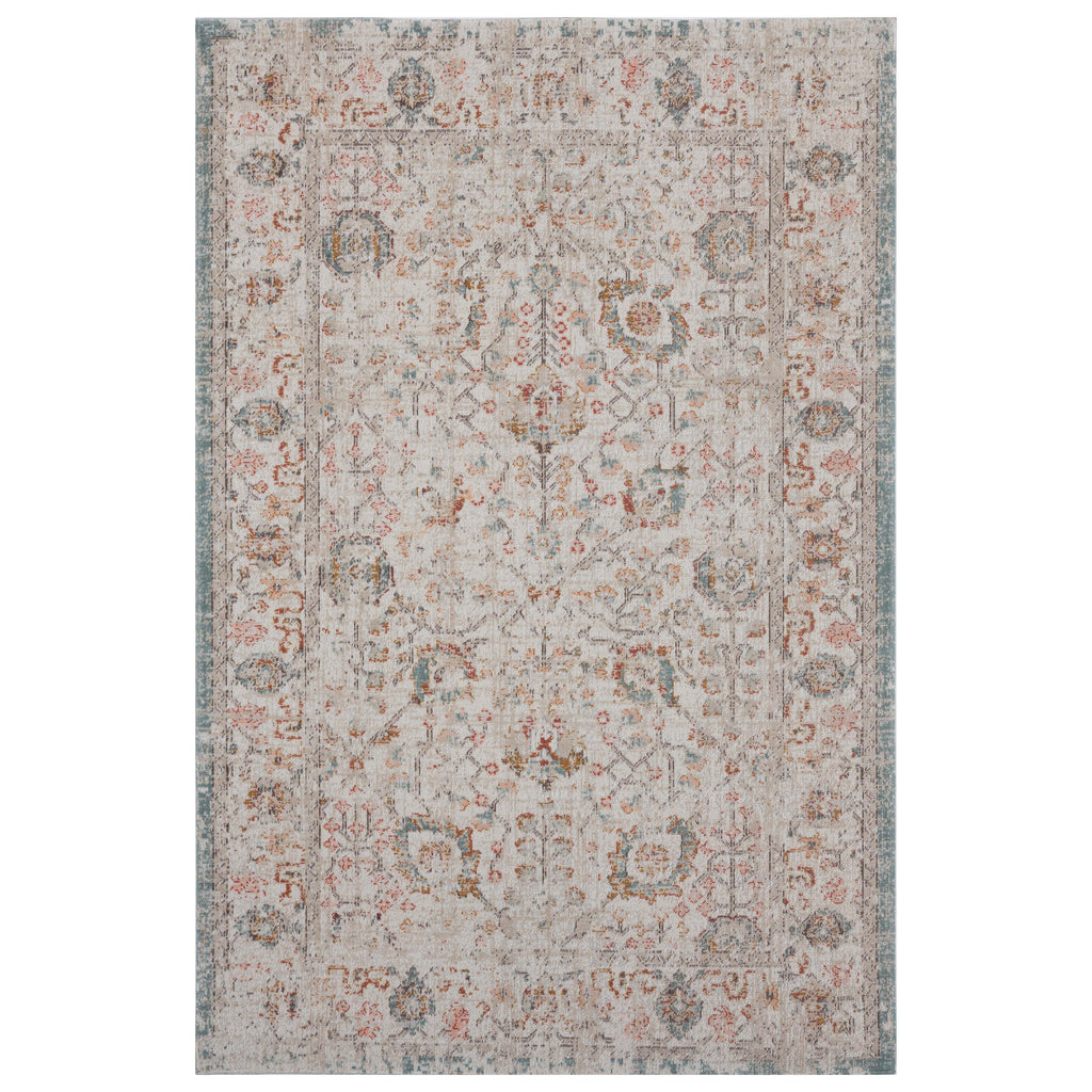 Anica Beige Traditional Floral Indoor/ Outdoor Area Rug: 5'3" X 7'10"