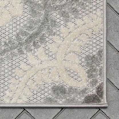 Loewy Modern Geometric Indoor/Outdoor Grey High-Low Rug: 5'3" x 7'3"