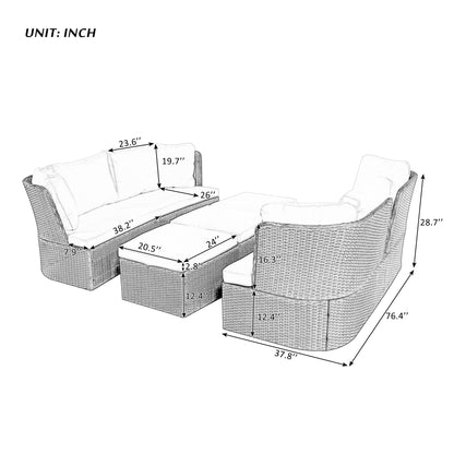 U_Style  Customizable Outdoor Patio Furniture Set, Wicker Furniture Sofa Set with Thick Cushions, Suitable for Backyard, Porch.