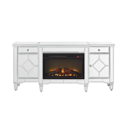 W 57" X D 15 " X H 25.6" Flash silver combination TV fireplace cabinet