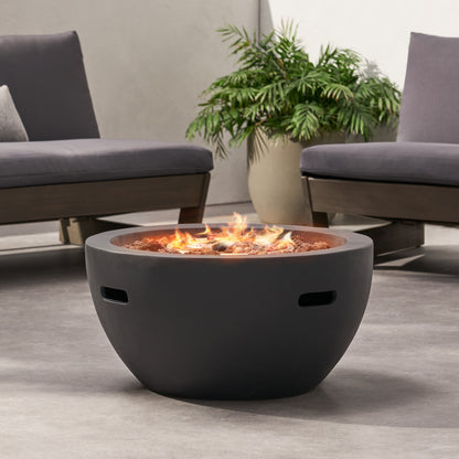 27" Bowl Shaped MGO 40,000 BTU Propane Fire Pit, Dark Grey (Tank Cover not Included)