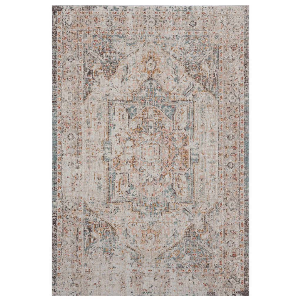Anica Cream Oriental Indoor/Outdoor Area Rug: 5'3" X 7'10"