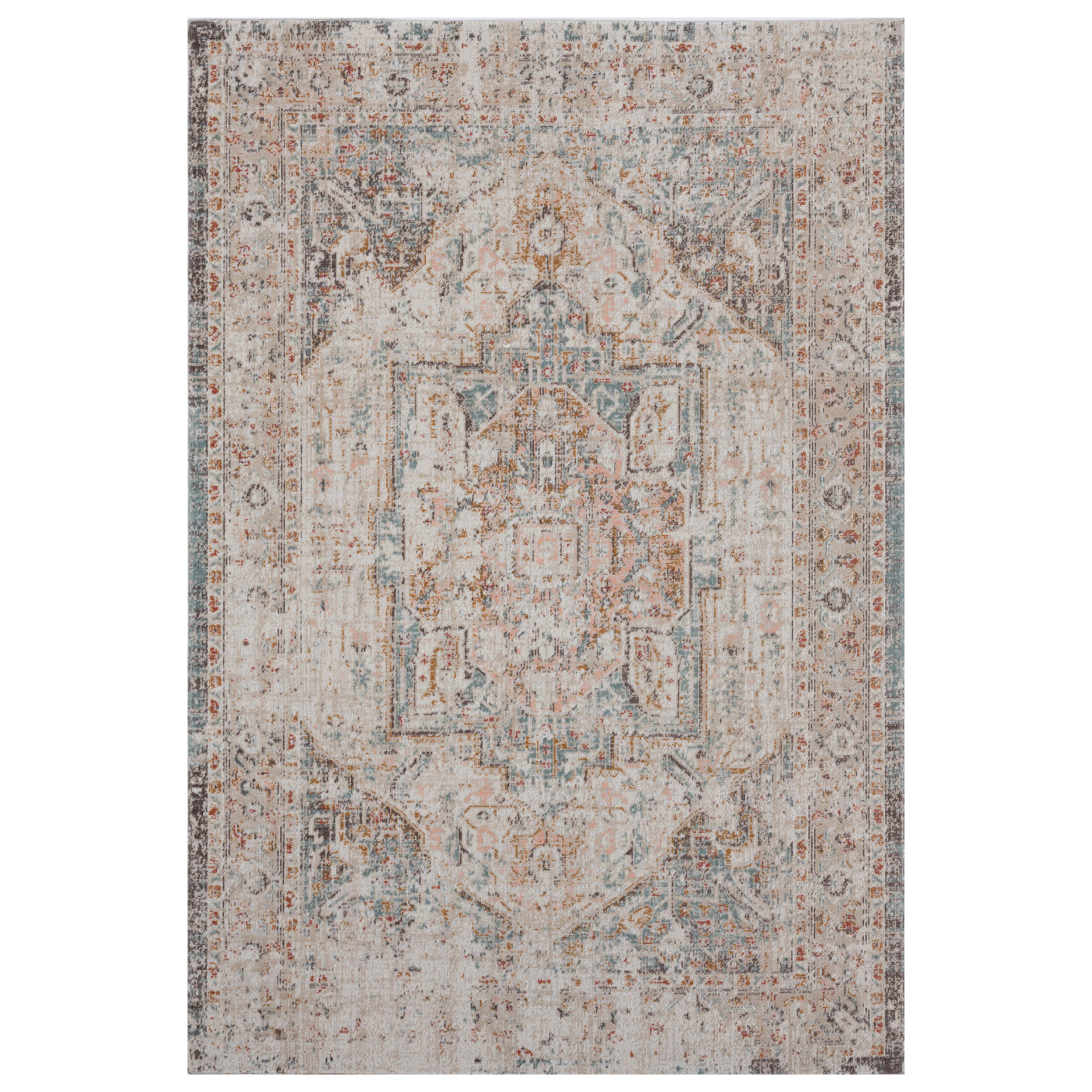 Anica Cream Oriental Indoor/Outdoor Area Rug: 5'3" X 7'10"