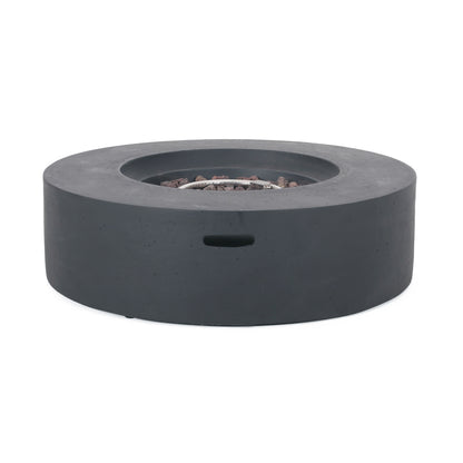 Lightweight Concrete Outdoor Circular Fire Pit, Dark Gray 50,000 BTU (Tank Cover not Included)