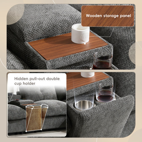Double Chaise Modular Sectional with Storage and USB Charger
