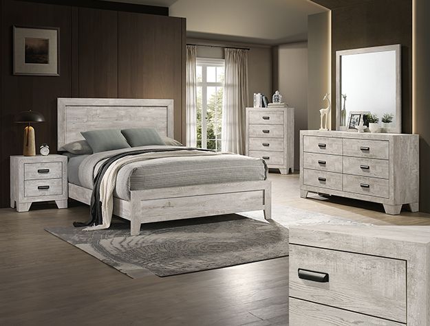 Millie Whitewash Queen Size Bedroom Set
