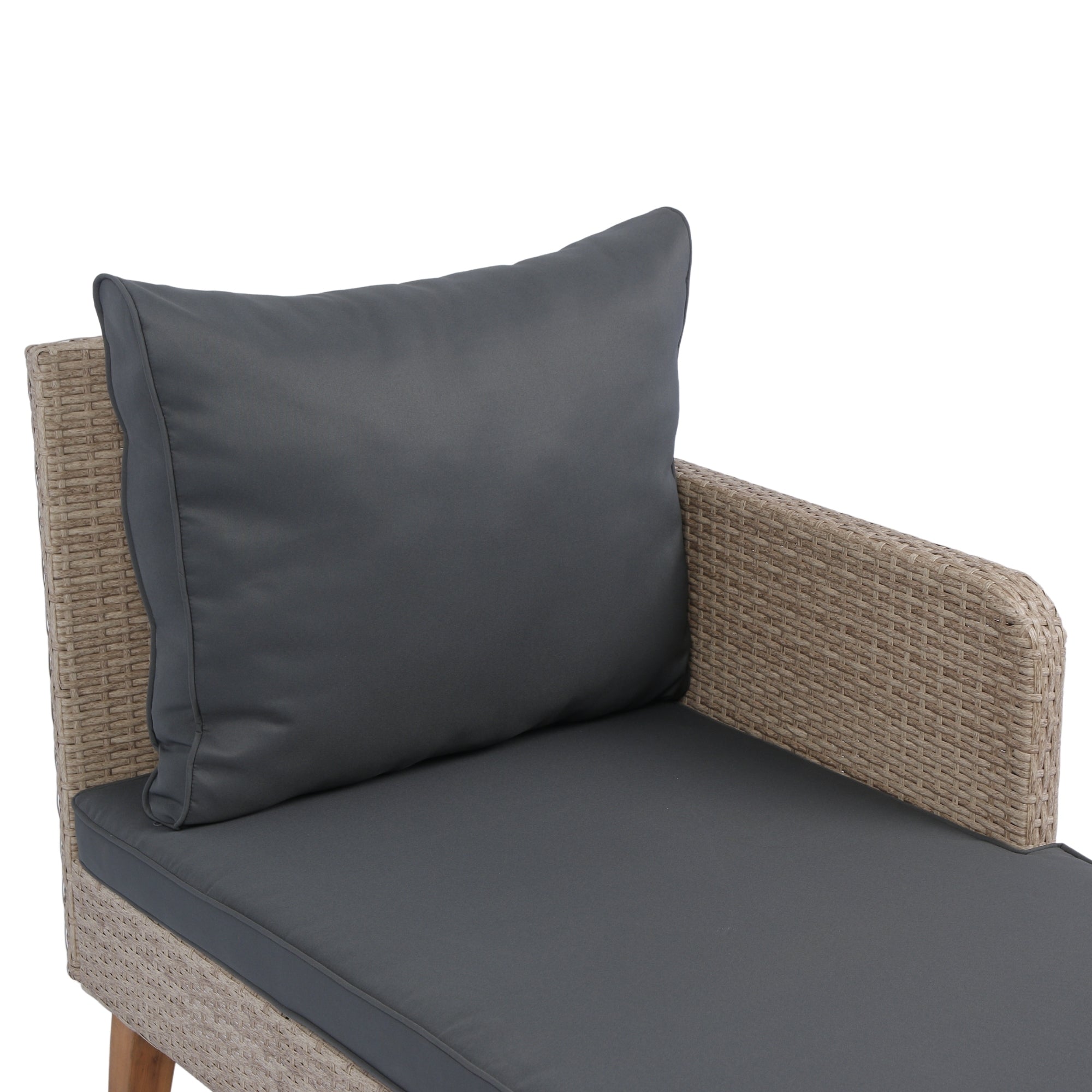 3 Piece Patio Sectional Wicker Rattan Outdoor Furniture Sofa Set Natural Yellow Wicker + Dark Grey Cushion