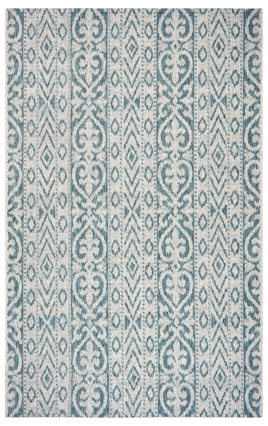 Sylvestra Geometric Blue/Green Indoor/Outdoor Area Rug: Ivory/Teal / 5' x 8'