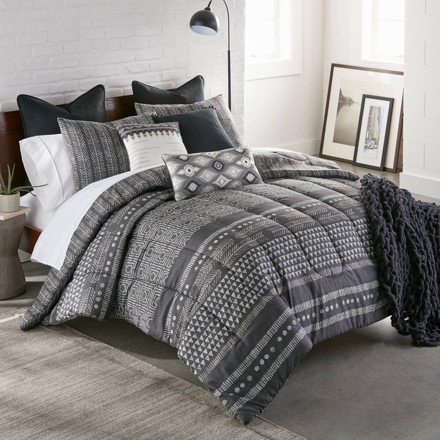 Donna Sharp Nomad Charcoal Gray 3-Piece Comforter Bedding Set