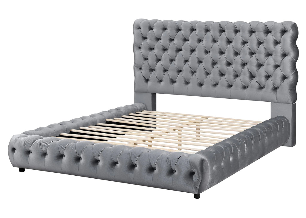 Opulence Gray King Size Tufted Bed