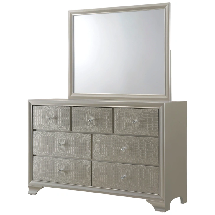 Backlit LED Champagne Queen Size Bedroom Set