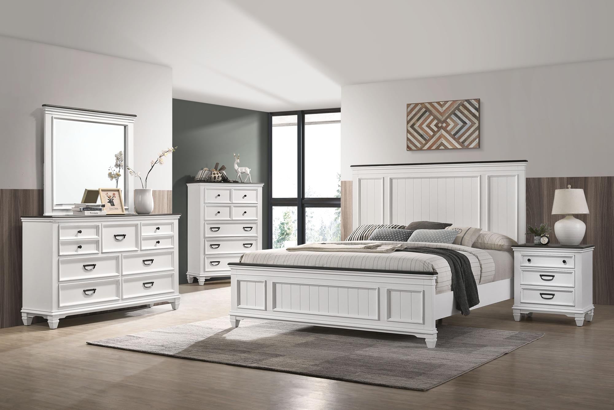 Two Tone White and Gray Bedroom Set in King Size