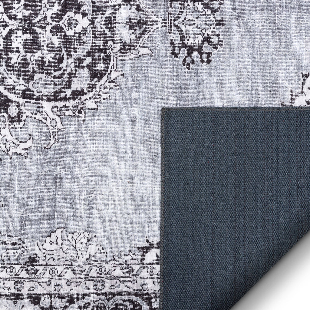 Tarifa Vintage Bohemian Medallion Grey Machine Washable Rug: 3'9" x 5'7"