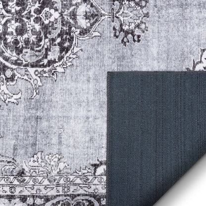 Tarifa Vintage Bohemian Medallion Grey Machine Washable Rug: 3'9" x 5'7"