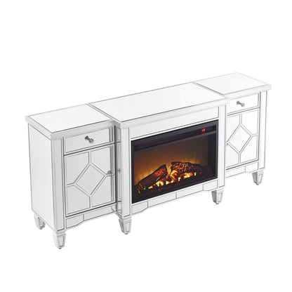 W 57" X D 15 " X H 25.6" Flash silver combination TV fireplace cabinet