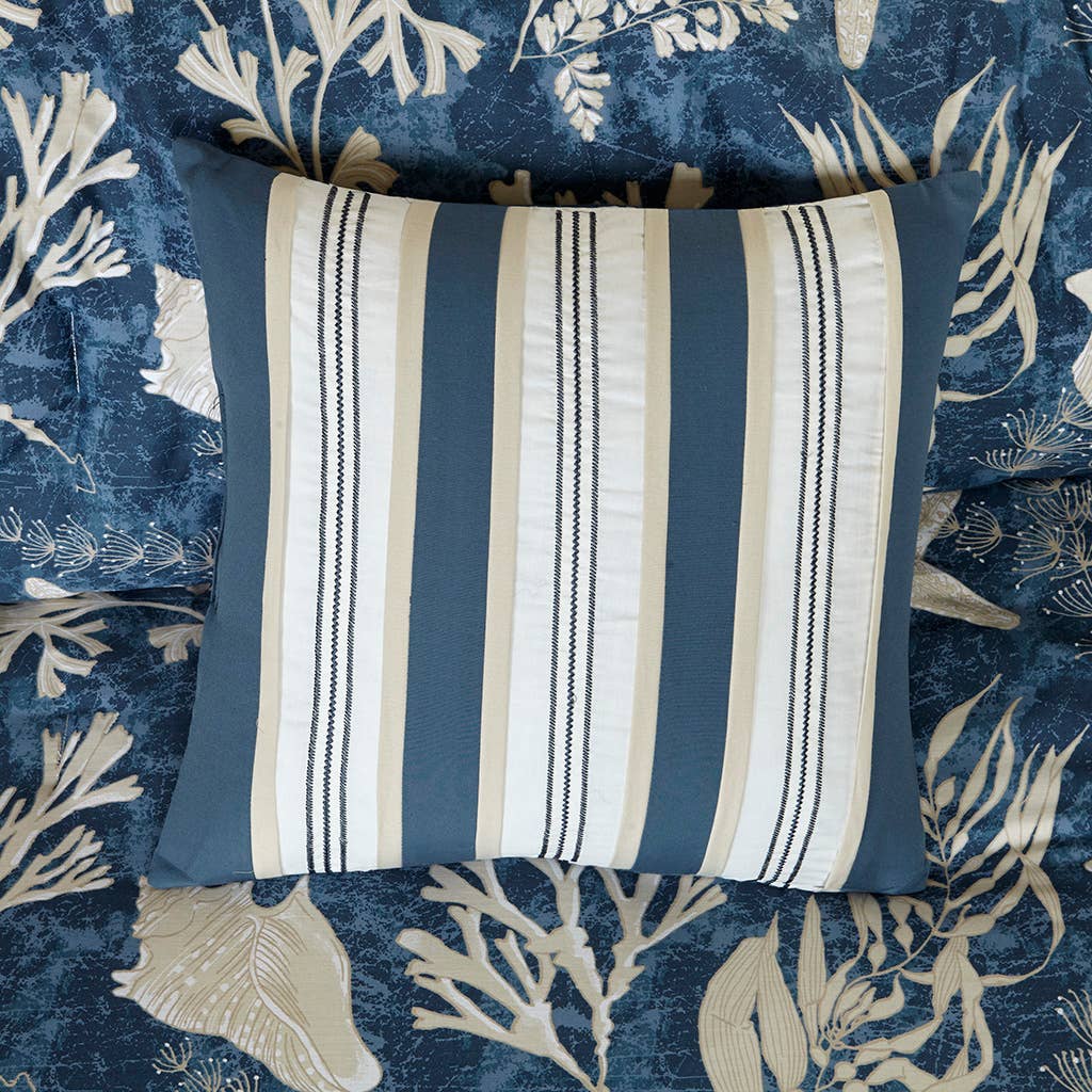 Seashell Coastal Navy Blue 7-Piece Comforter Set: King